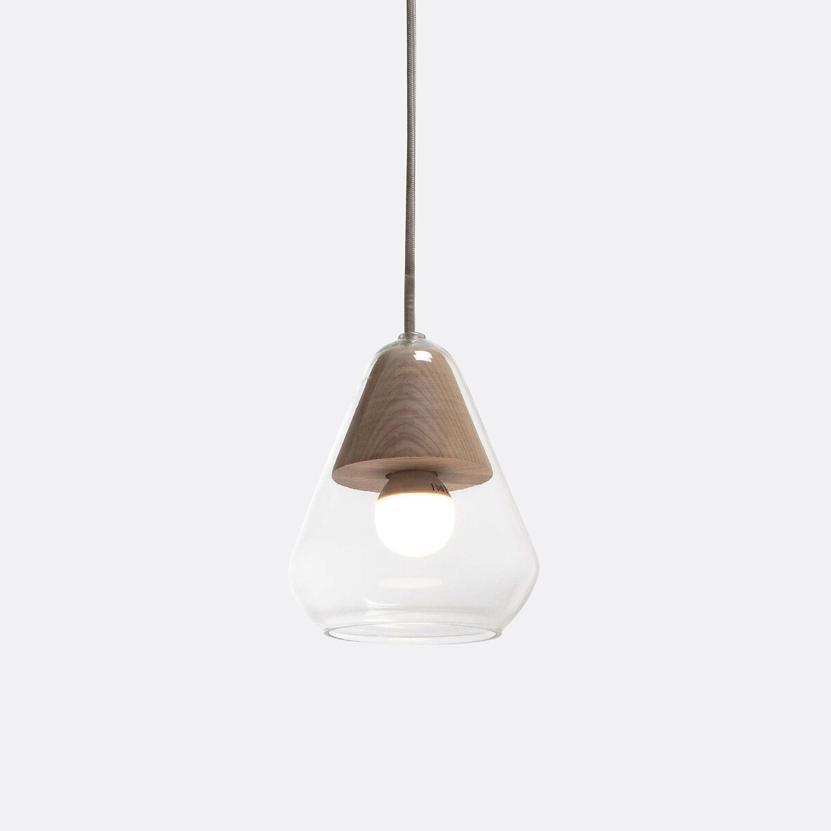 LA REDOUTE INTERIEURS<br>Candeeiro suspenso em vidro e madeira Ø14 cm, Nasoa