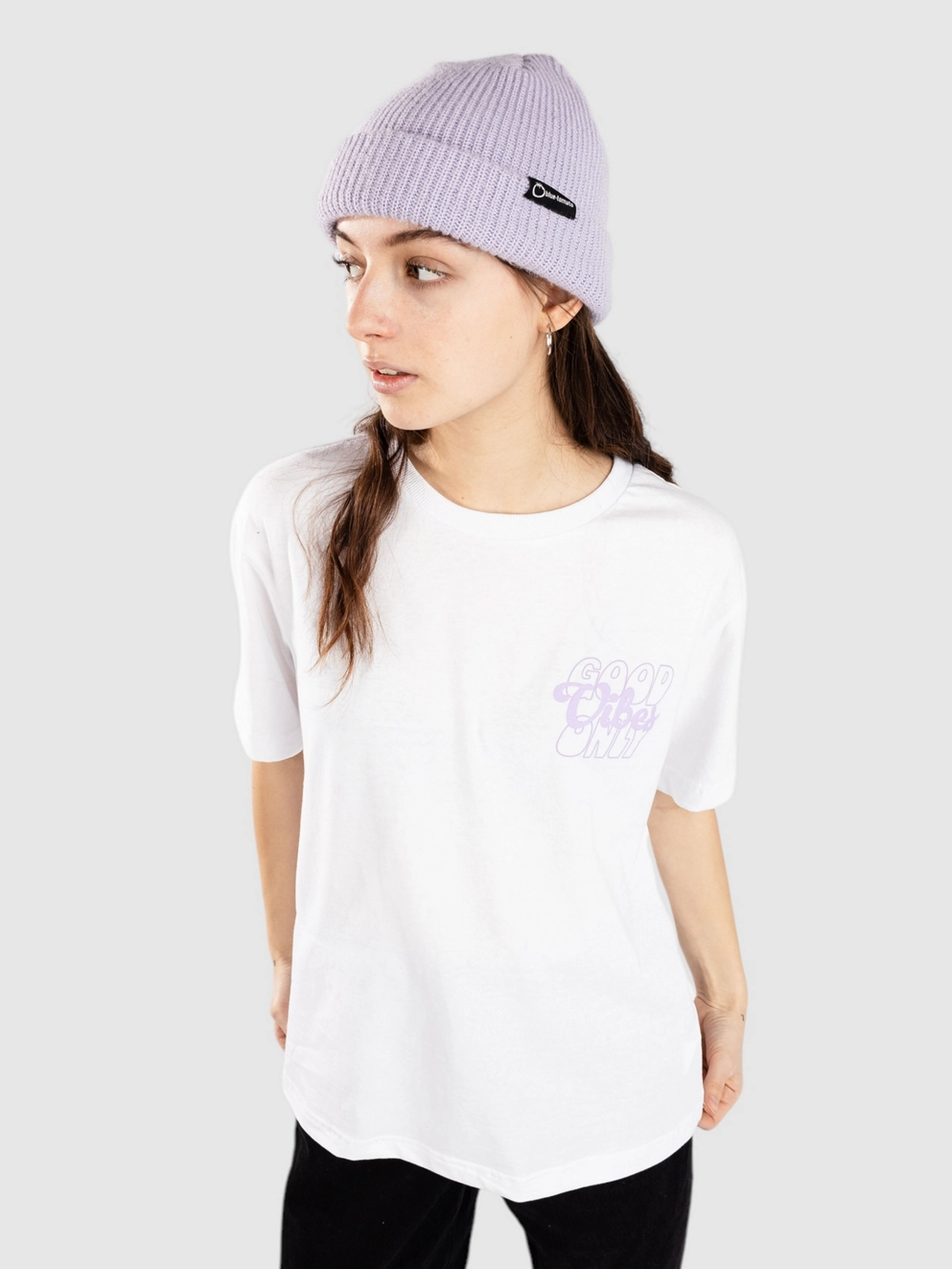 Miss Tee Good Vibings Wording T-Shirt white