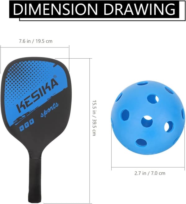 Premium Pickleball Sett med 2 Kesika Racketter og 4 Baller - Holdbar, Lett og Bærbar med Bæreveske for Hele Familien, Både Barn og Voksne