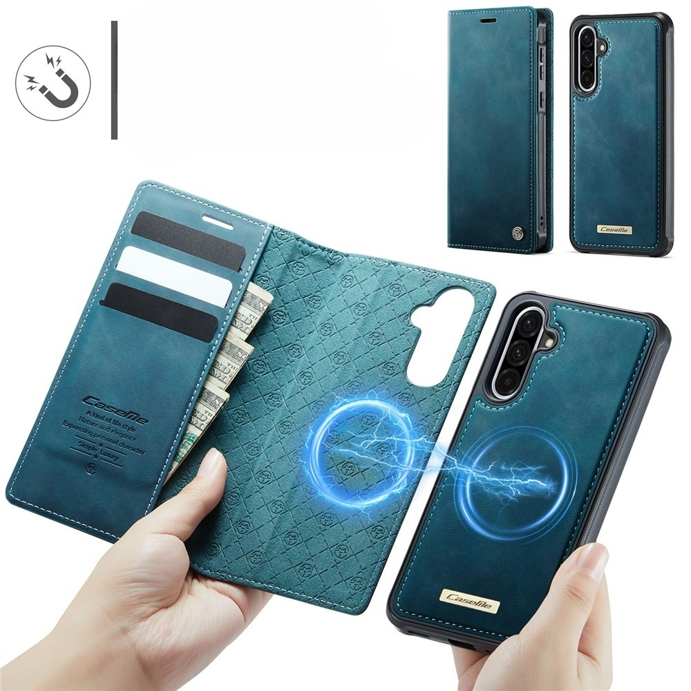Samsung Galaxy A56 2in1 Leder Tasche   Magnet Hardcase Karten Etui MagSafe-Modul (RFID Schutz) - Blau