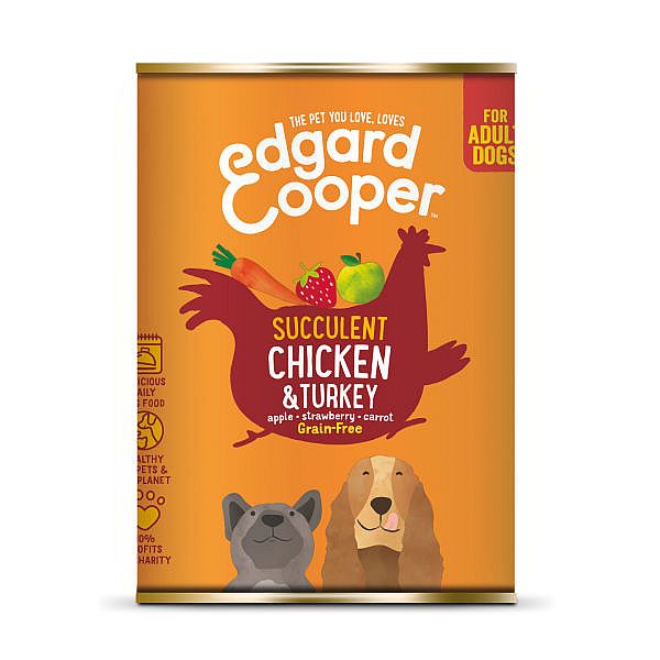 Edgard & Cooper Adult Blikjes Kip & Kalkoen 6 x 400 gram
