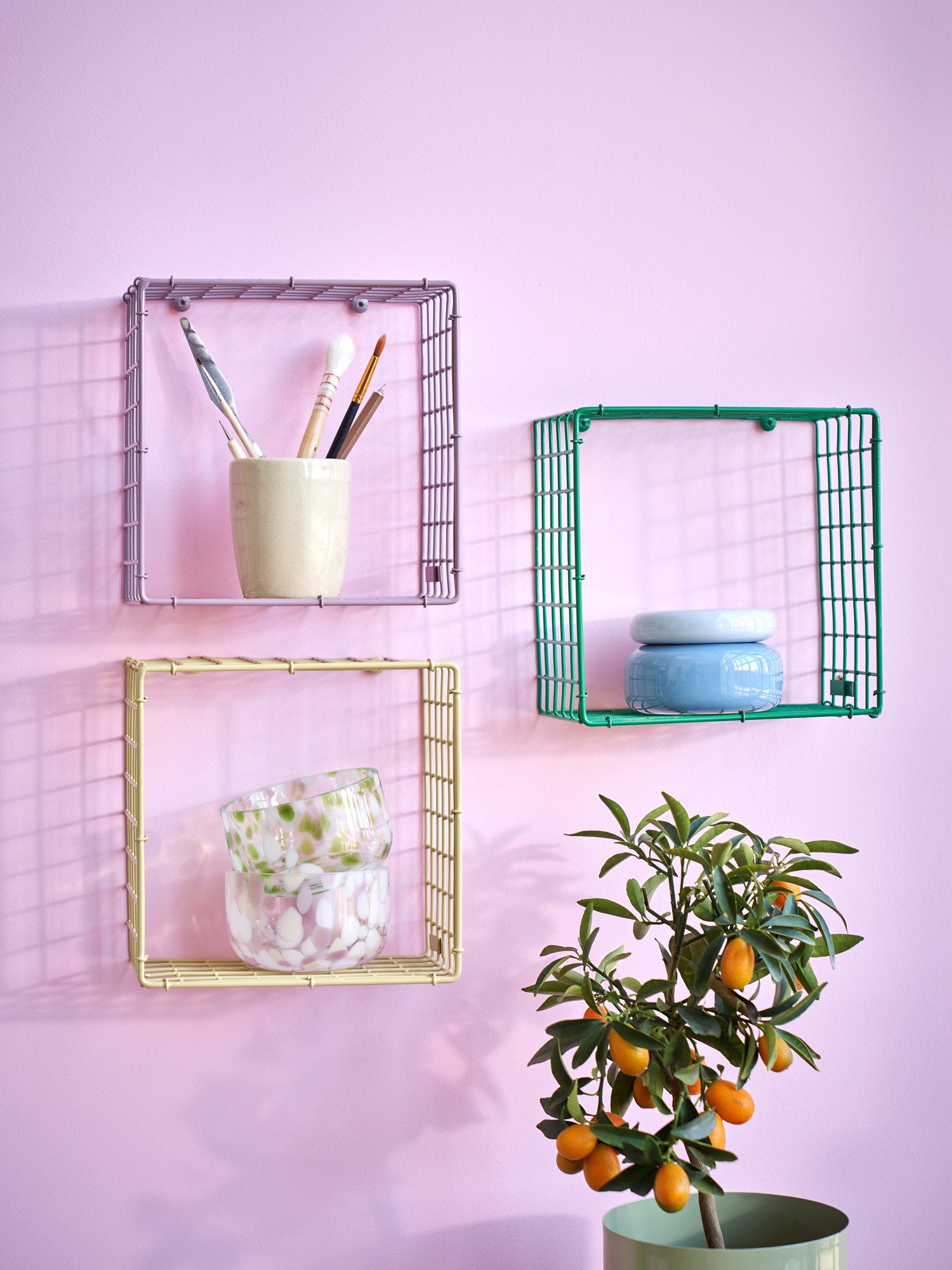 CUBE Trådhylde | Metal. 21 x 13,5 x 21 cm. | Camel | Kalager Design