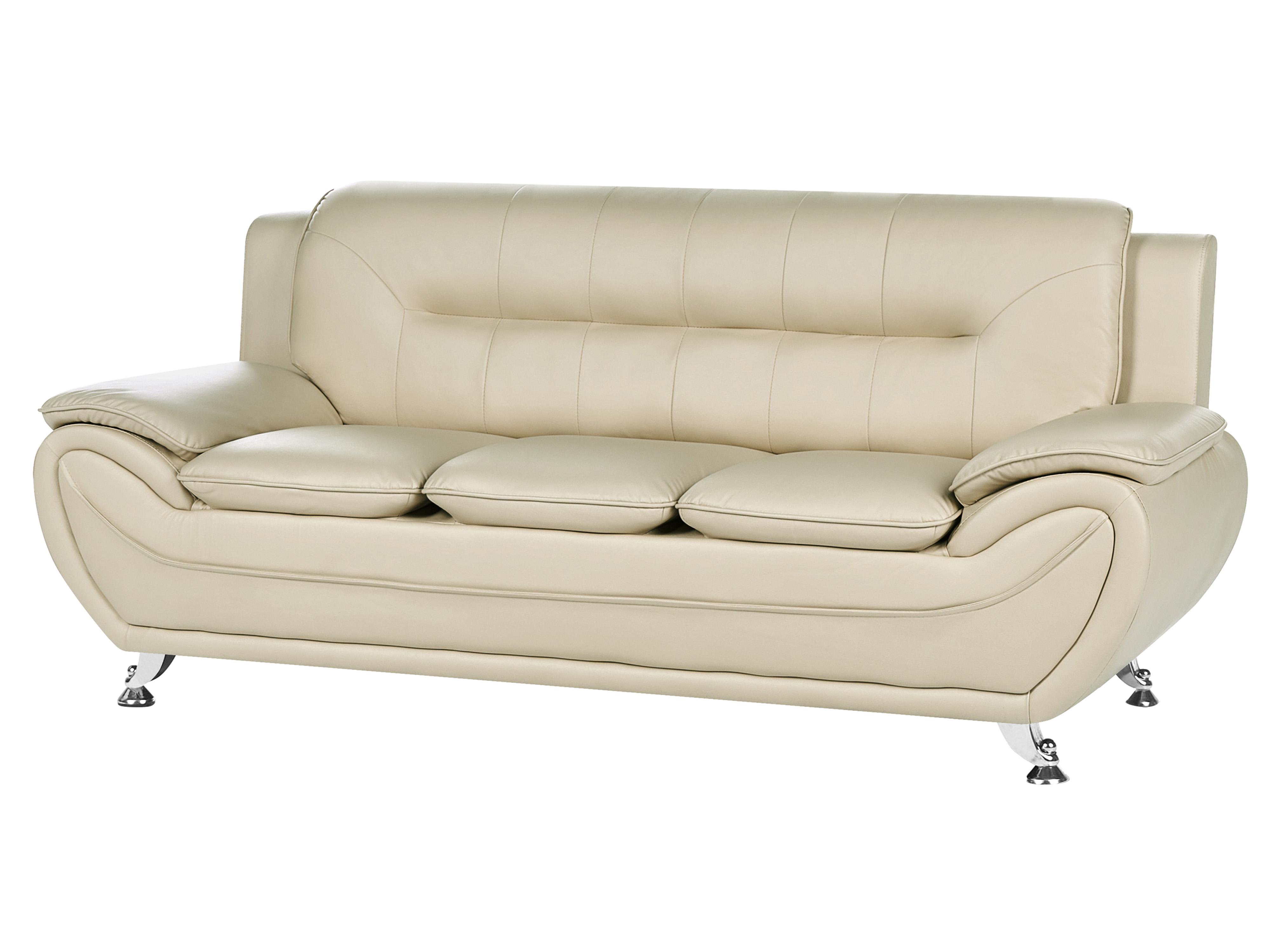 Bank 3-zits LEIRA Kunstleer Beige