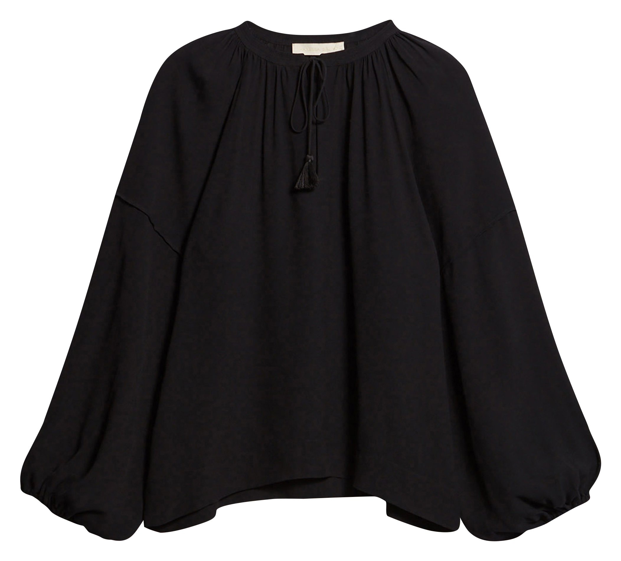 DYLAN - Blouse ample à pompons | Noir