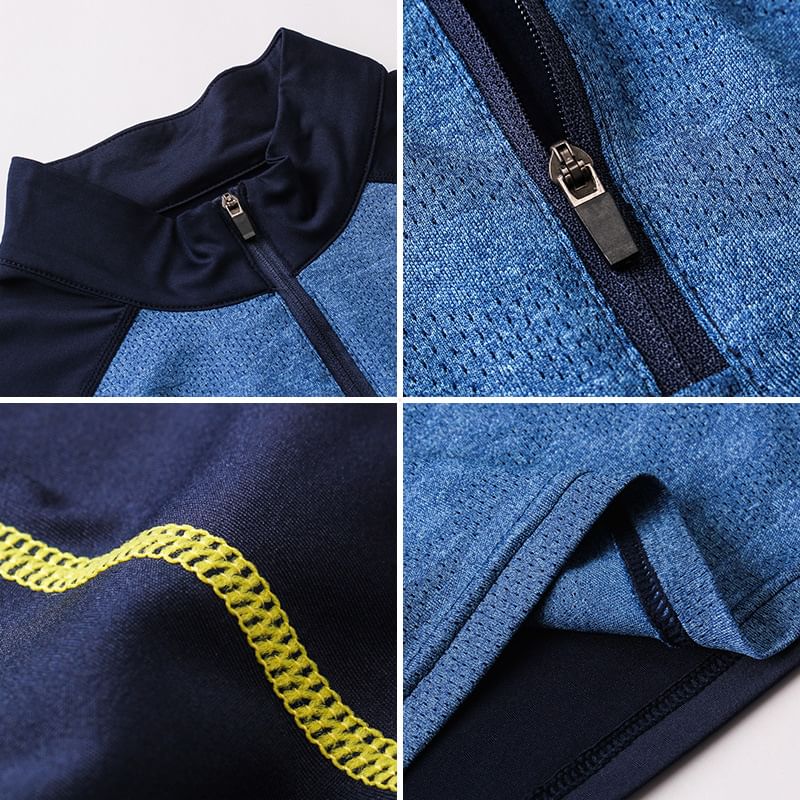 FoxFlair - Sporttop met lange mouwen, korte rits en mock neck, snel drogend