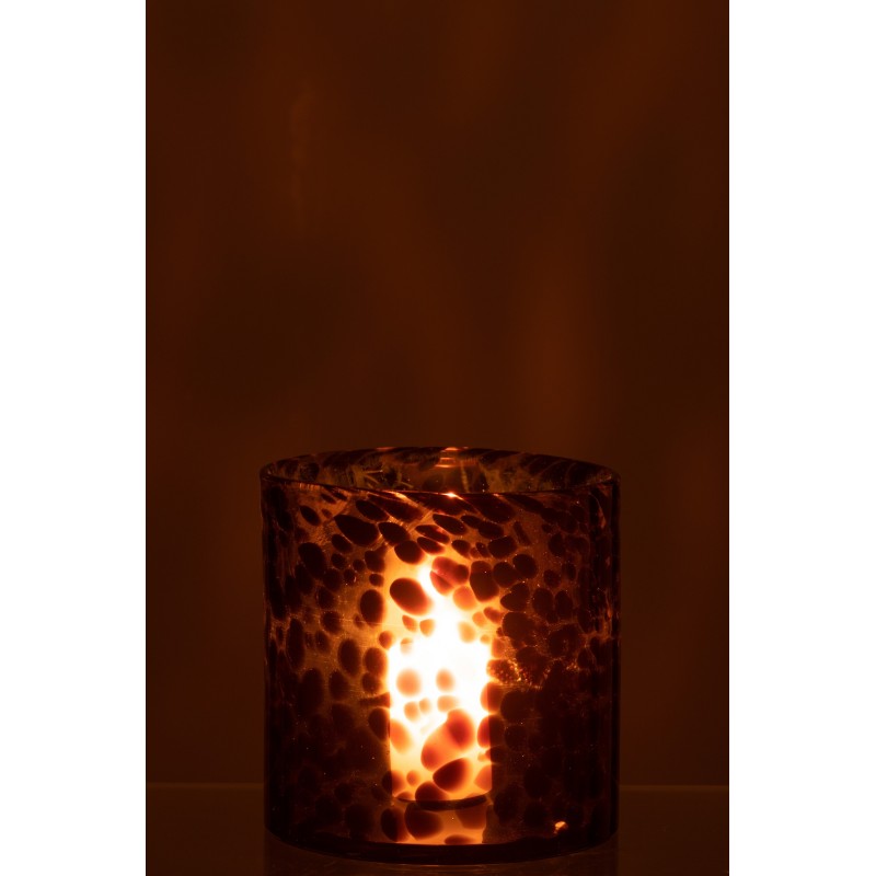 Photophore en verre marron 18x18x18 cm