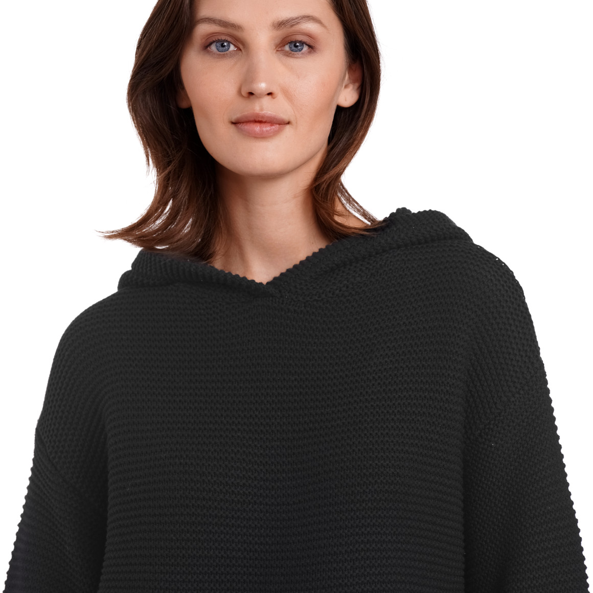 Gina Benotti Damen Strickpullover mit Kapuze schwarz