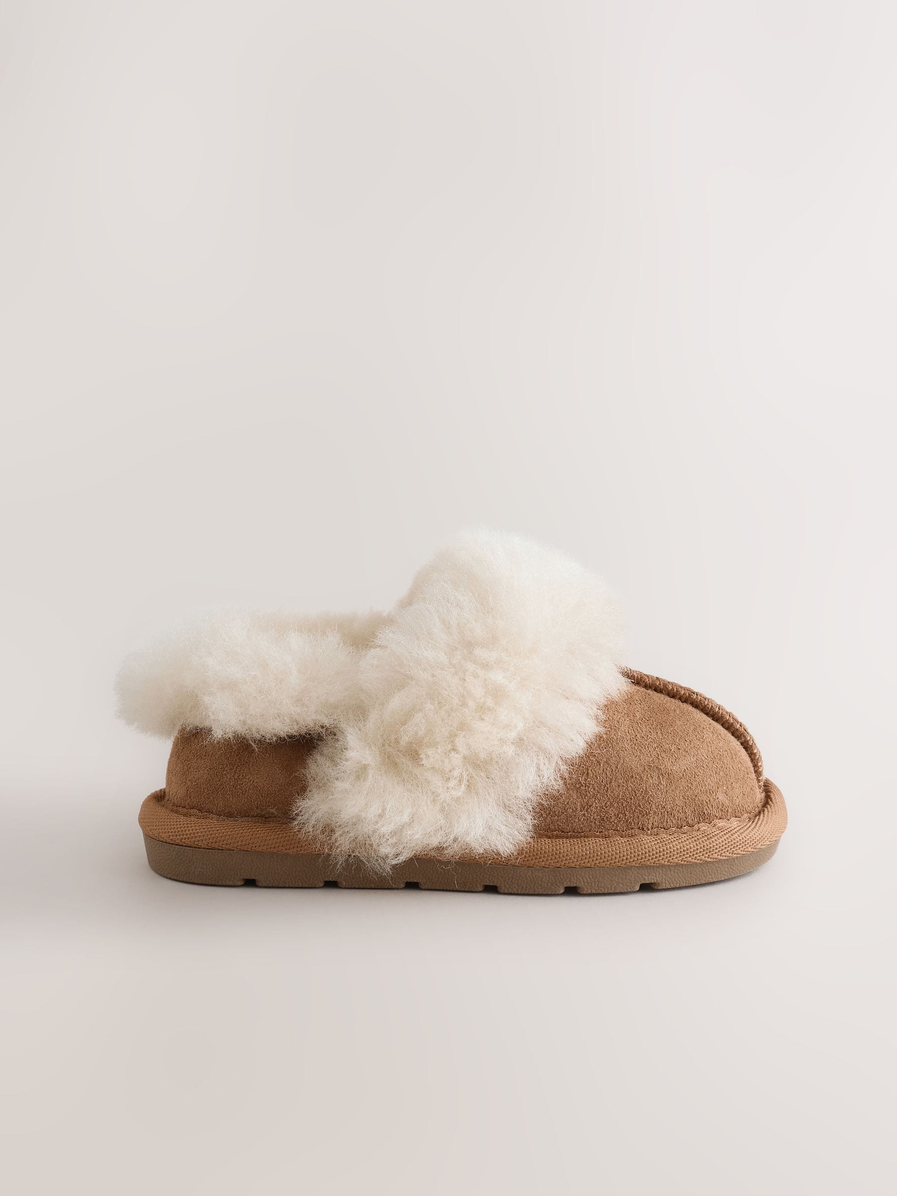 Lichtbruin - Suede Sheepskin Lined Slippers