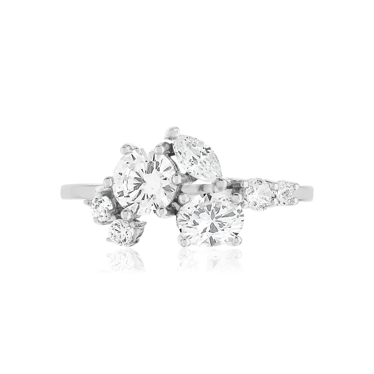 Bague or 375 blanc zirconias
