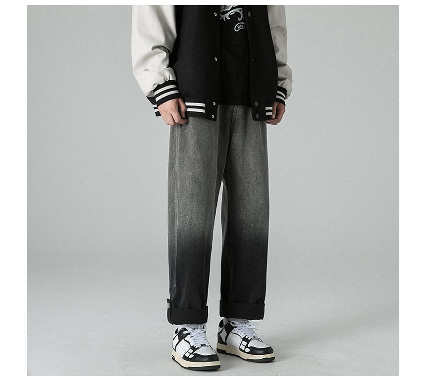 Tiaota - Mid Rise Gradient Wide Leg Jeans