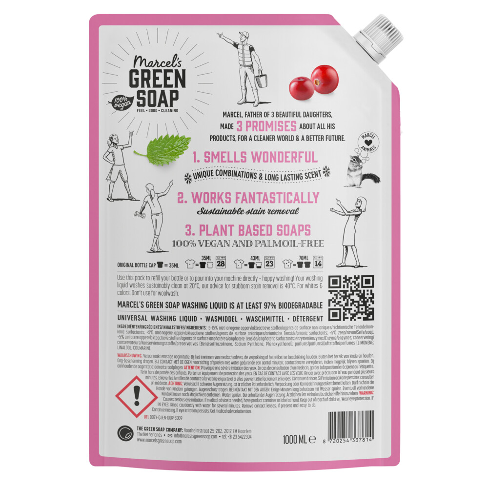 Marcel's Green Soap Wasmiddel Navul Patchouli & Cranberry 23 Wasbeurten1 liter