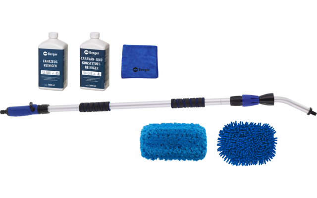 Berger Waschbürsten Set 6-teilig inkl. Mikrofasertuch, Fahrzeugreiniger & Caravanreiniger