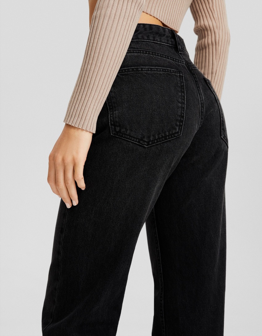 calça jeans de corte reto