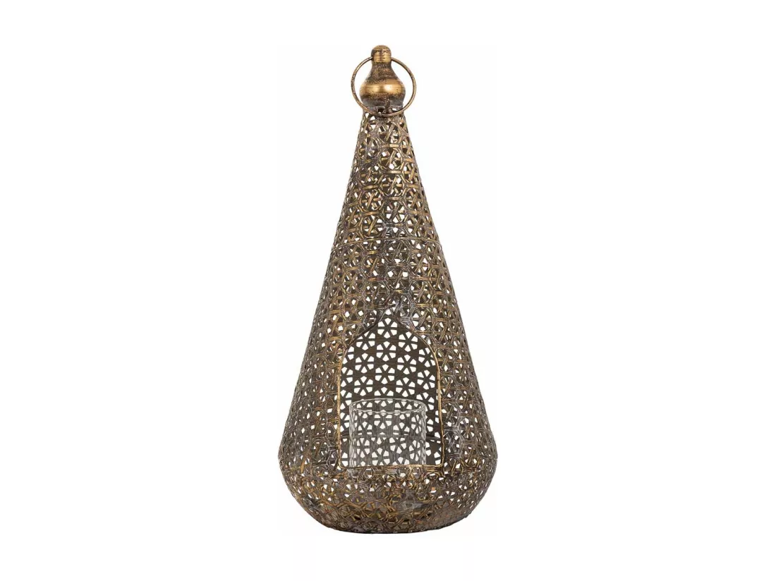 Bougeoir en métal doré 19.5x19.5x43.5h