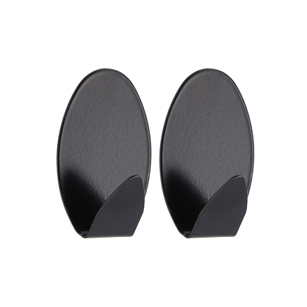 SET 2 CROCHETS ACIER INOXYDABLE 3M OVAL PEINT NOIR