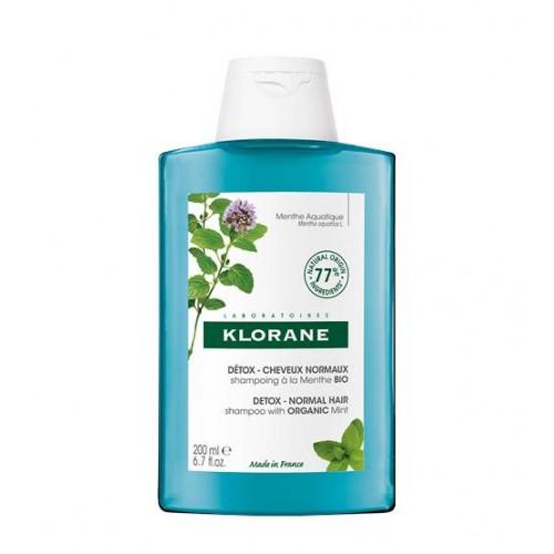 Klorane Menta Aquática BIO Champô Detox cabelo exposto à poluição 200ml