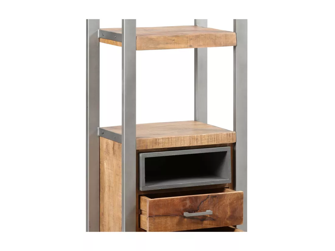 PALISSA - Etagère Multi-Rangements Bois et Acier Patiné