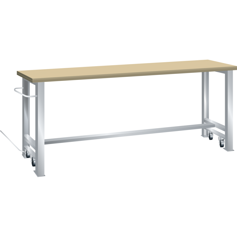 Établi mobile Lista 200 x 80 cm, plateau en hêtre massif