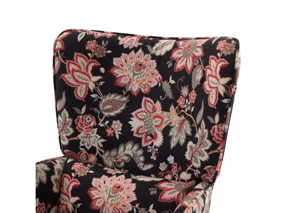 Fauteuil HomeMiYN avec Coussin et Tabouret - Chaise d'Angle Rustique pour le Salon
