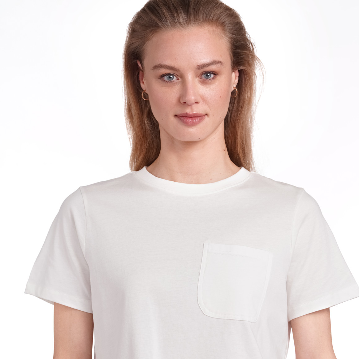 Jonas Nielsen Damen T-Shirt mit Brusttasche weiss