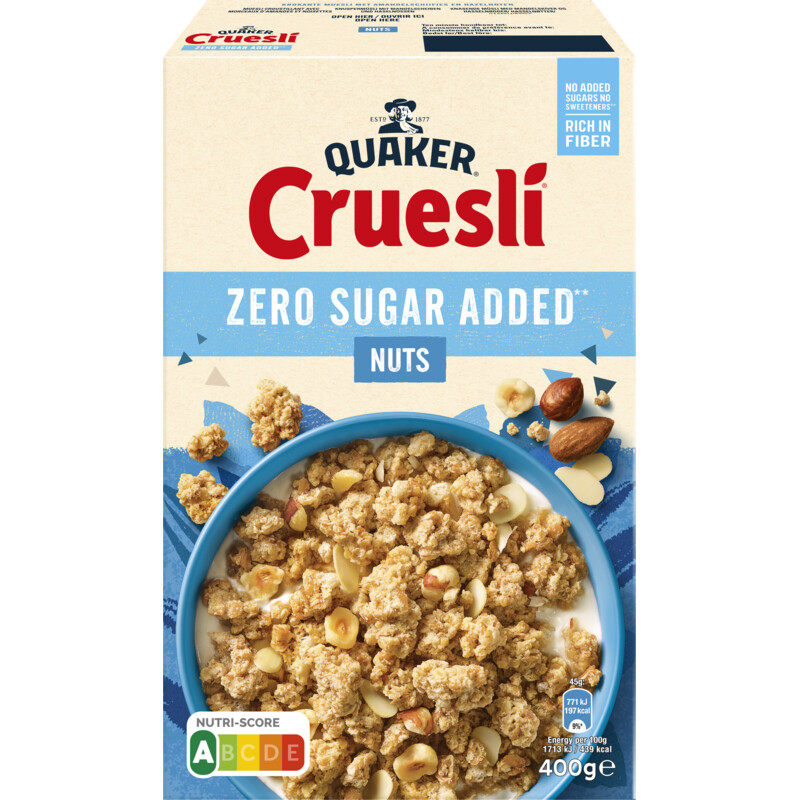 Quaker Cruesli zero sugar added nuts