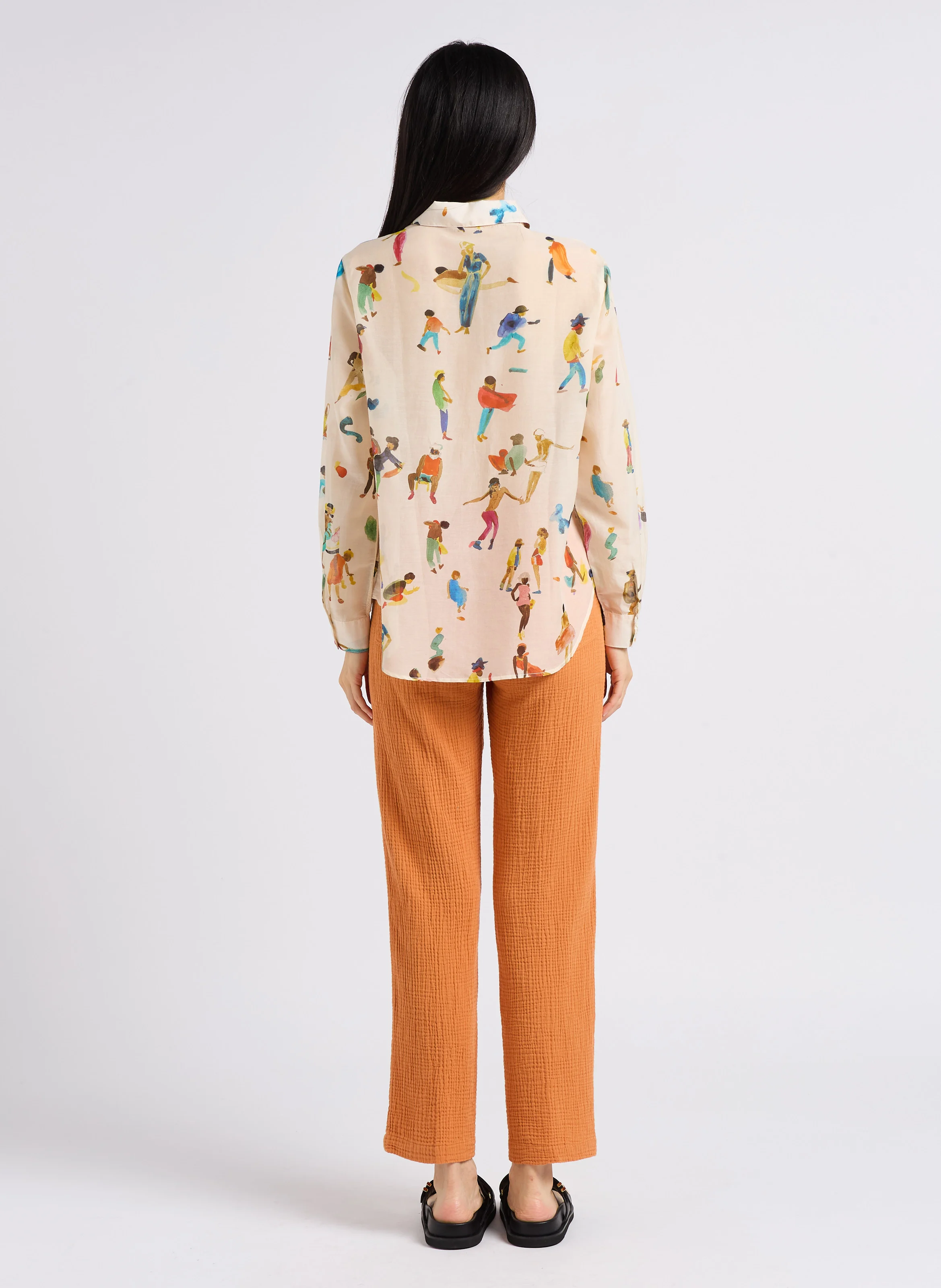 BLOTCHED PEOPLE - Chemise droite col classique en voile de coton imprimé | Multicolore
