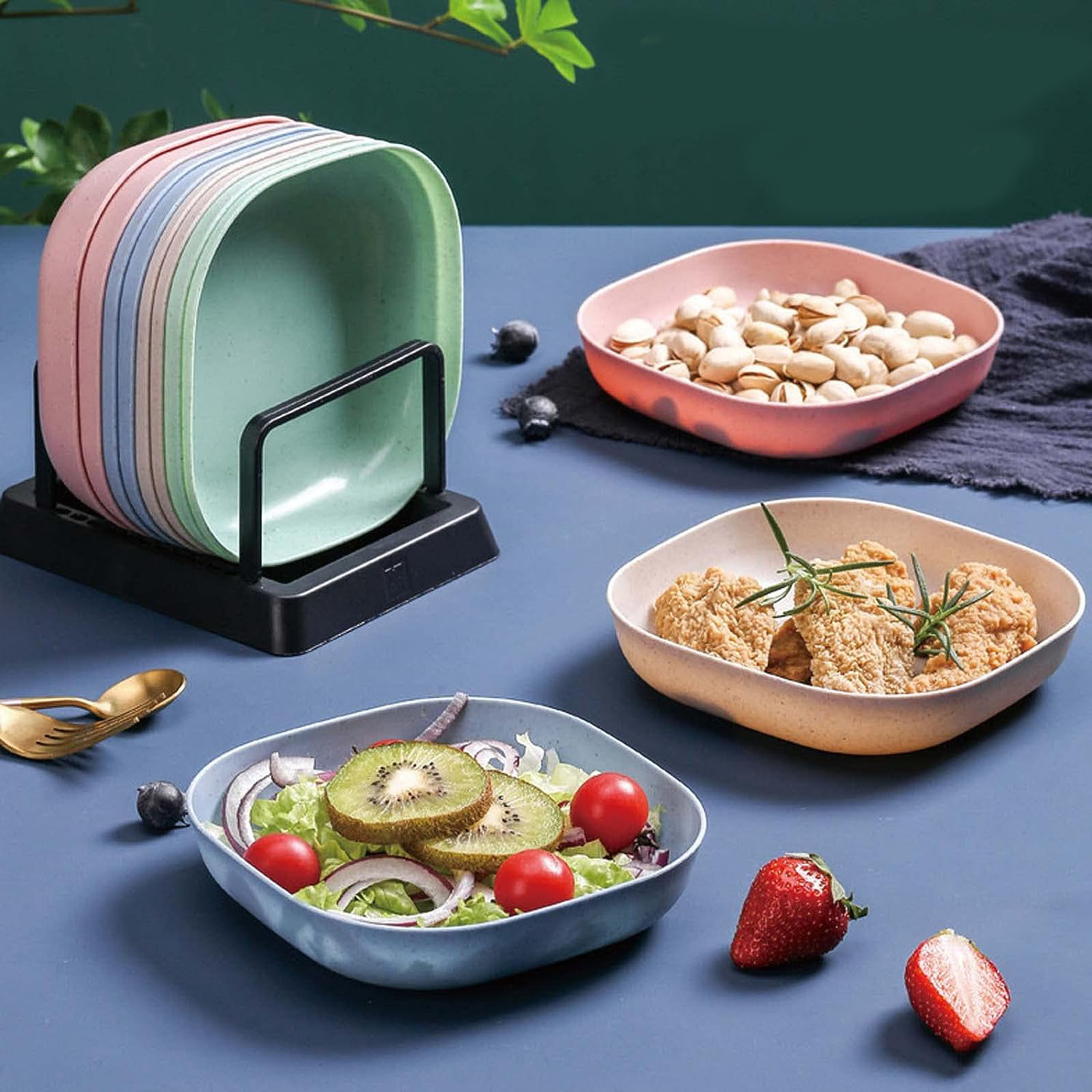 (13x13cm) Mini Teller Wiederverwendbare Snack Schale für Salat / Bowls / Dessert - Rosa