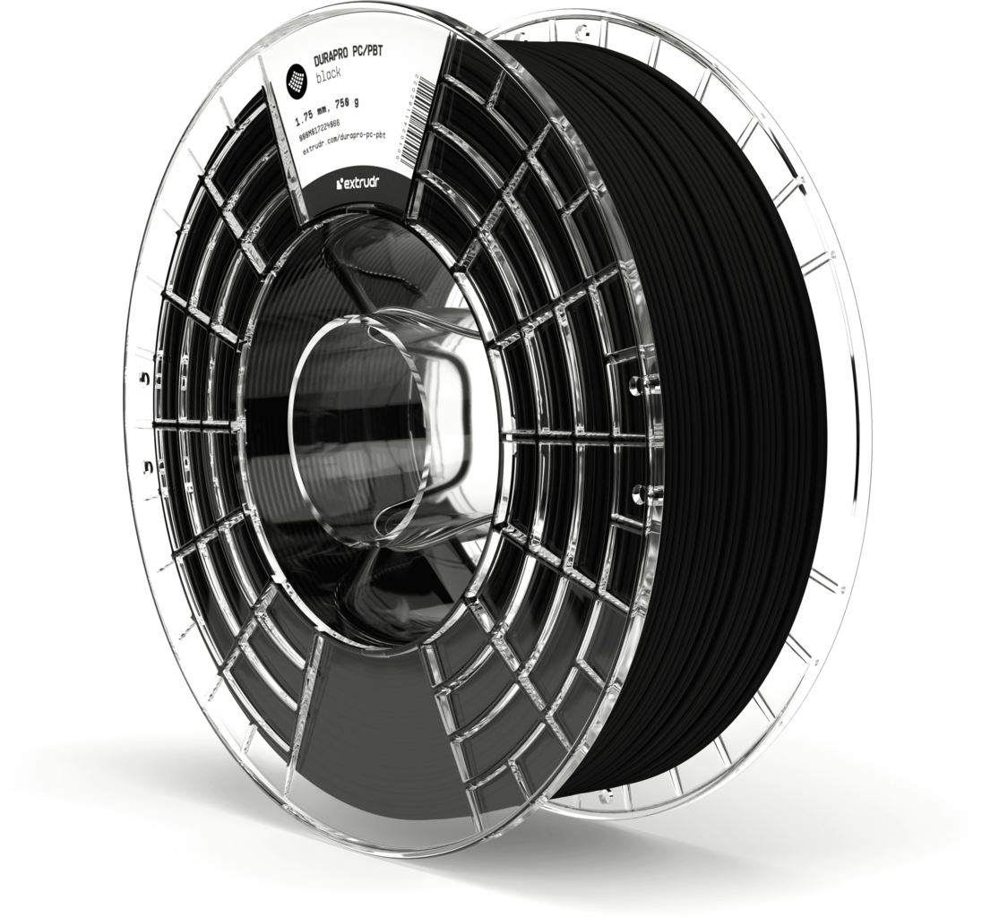 Extrudr  DuraPro PC/PBT Black, 1,75 mm / 750 g    Die perfekte Materialkombination für höchste Ansprüche in Black