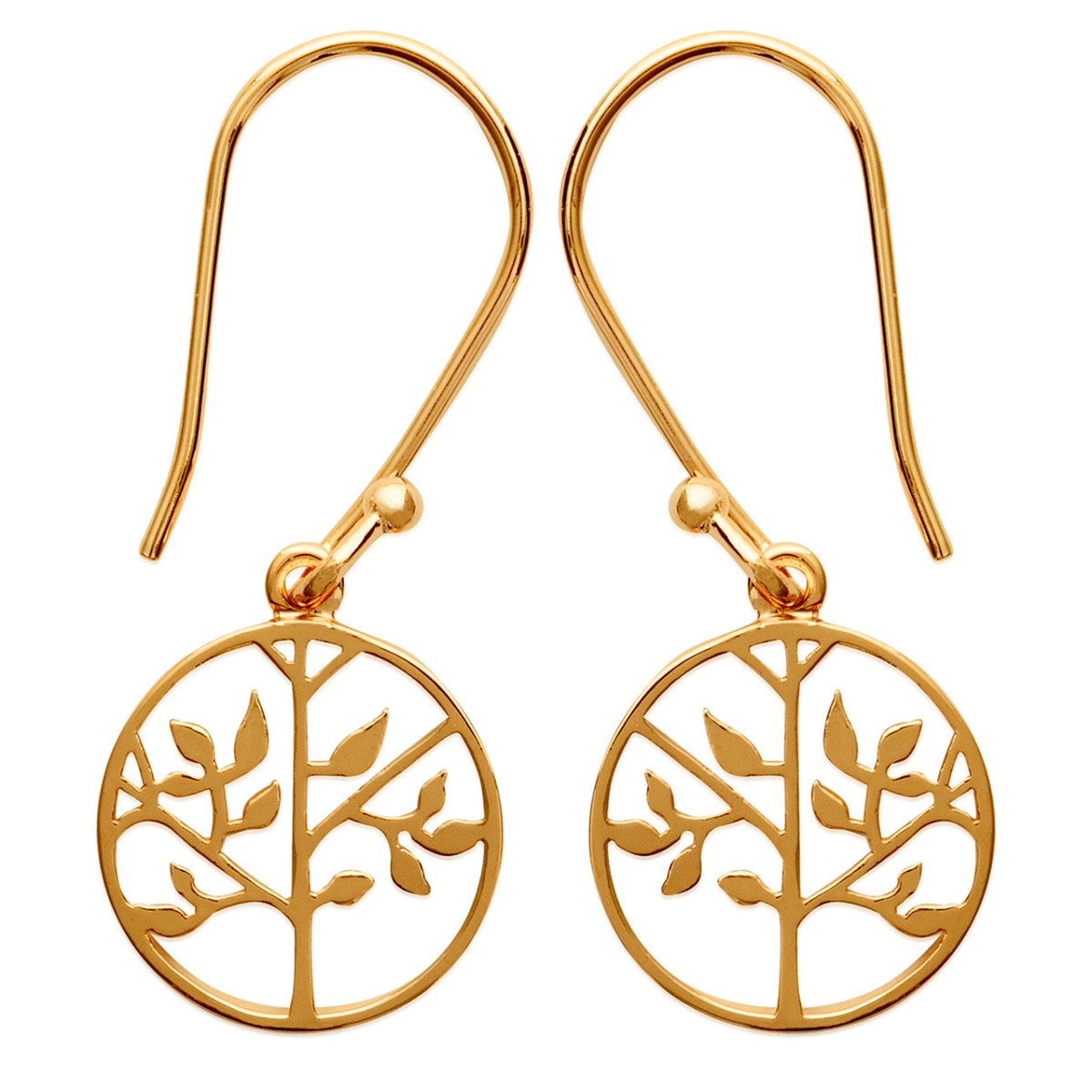 Boucles d'oreilles Brillaxis arbre de vie plaqué or