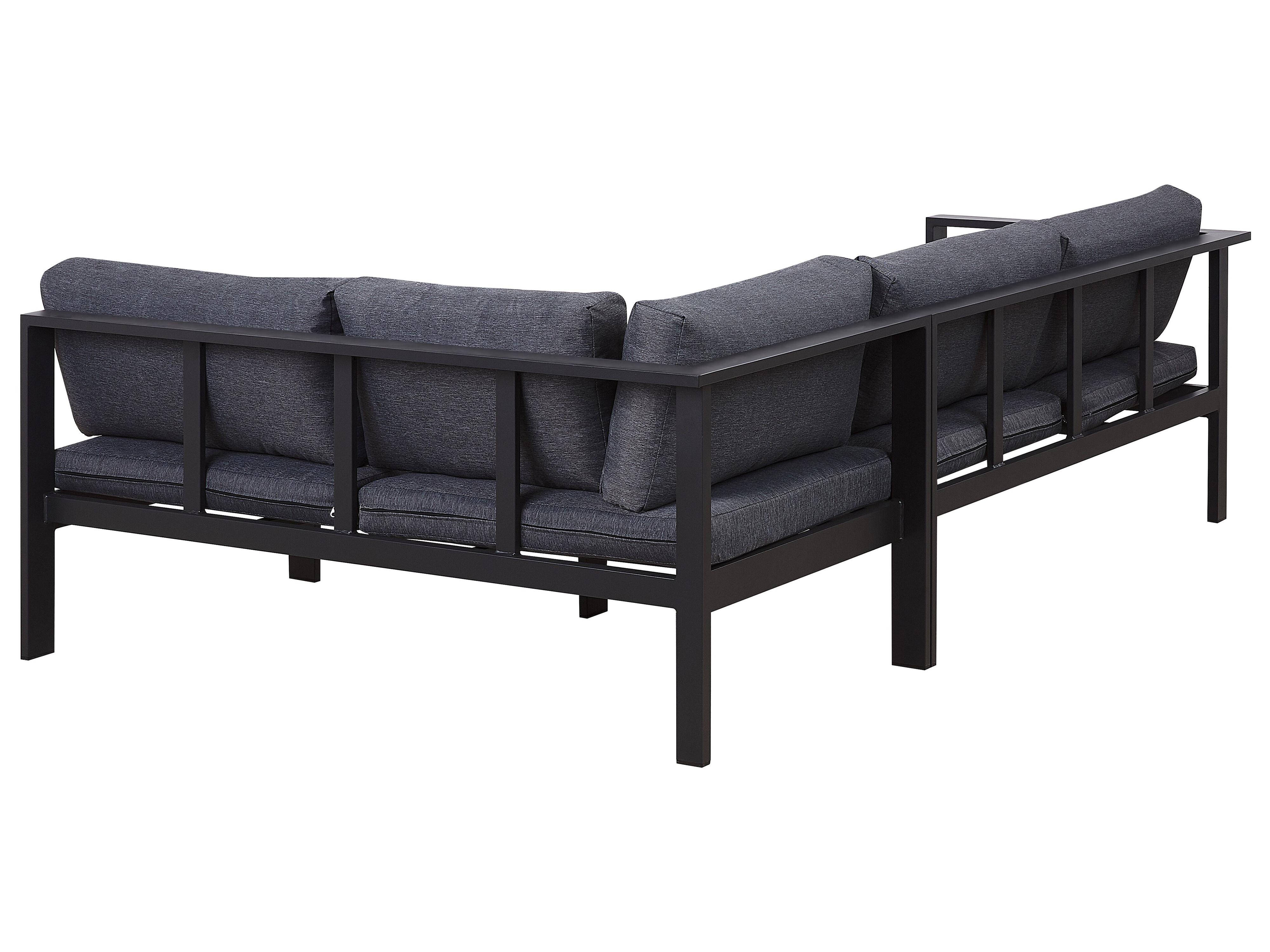 Tuin hoekloungeset met tafel 5-zits MESSINA linkszijdig Metaal Zwart