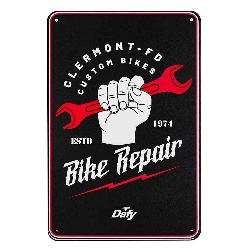 Dafy Moto - Plaque Vintage Bike Repair Noir / Blanc / Rouge
