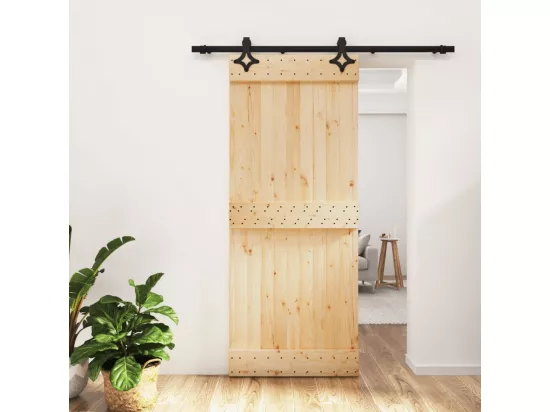 Porte coulissante et kit de quincaillerie 85x210 cm pin massif