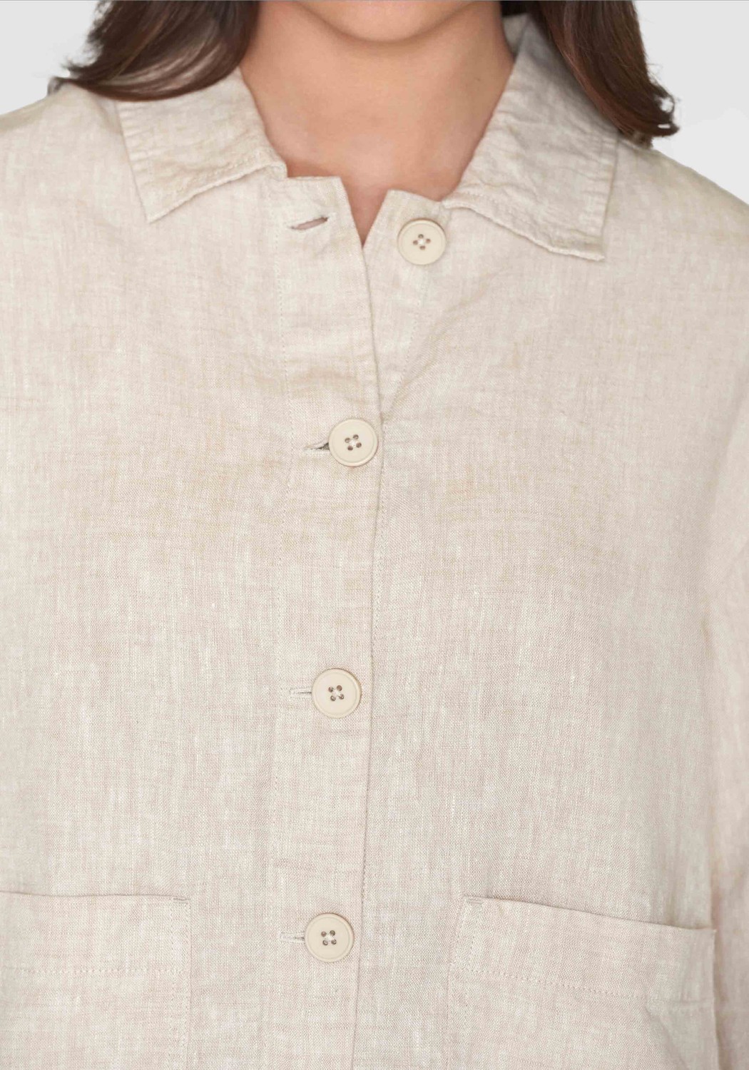Knowledge Cotton Apparel Leinen-Overshirt Regular Linen Light Feather Gray