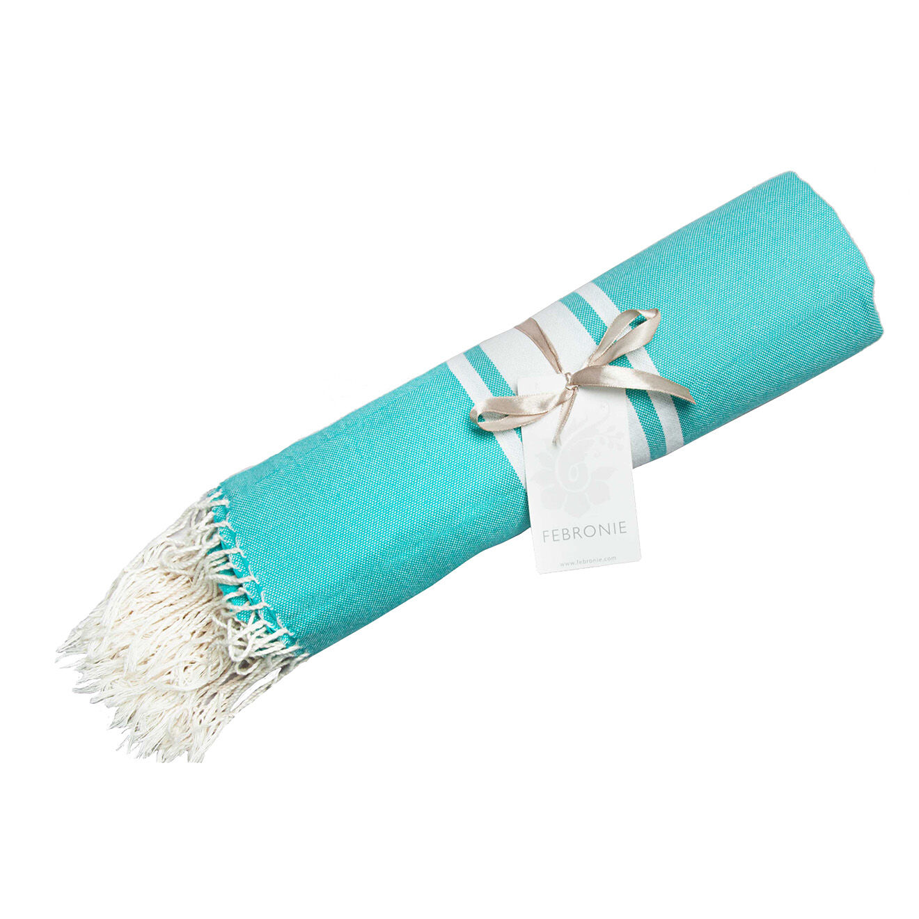 Febronie Fouta Traditionelle St Tropez turquoise/blanc - 100x200 cm