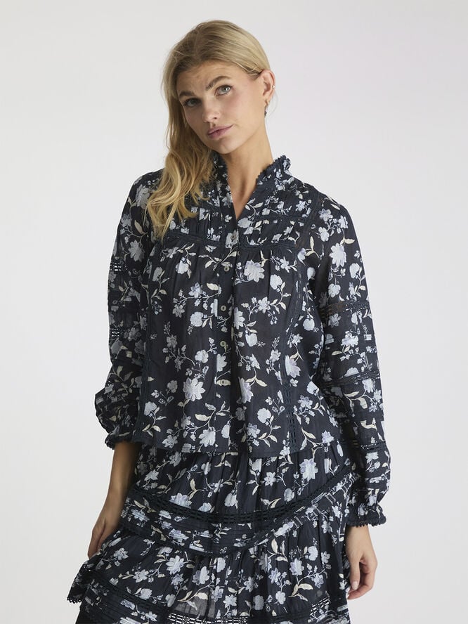 Neo Noir Lyla Night Flower Blouse Navy