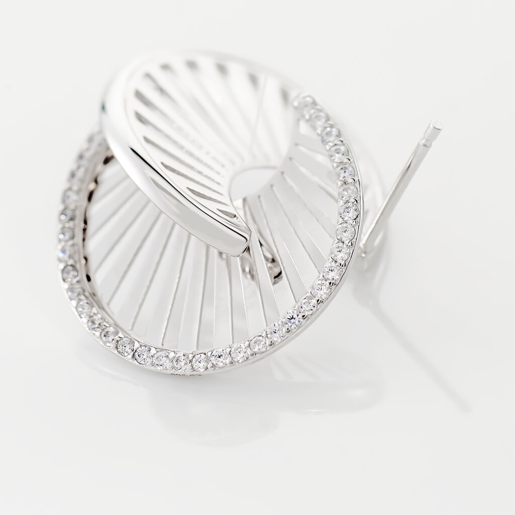 Créoles Feliz Rondes Argent Blanc Oxyde De Zirconium