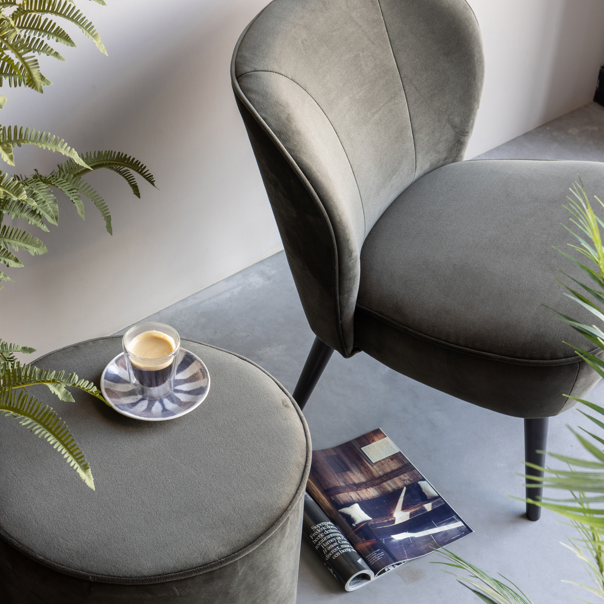 Fauteuil Sara Sara Fauteuil - Fluweel - Khaki