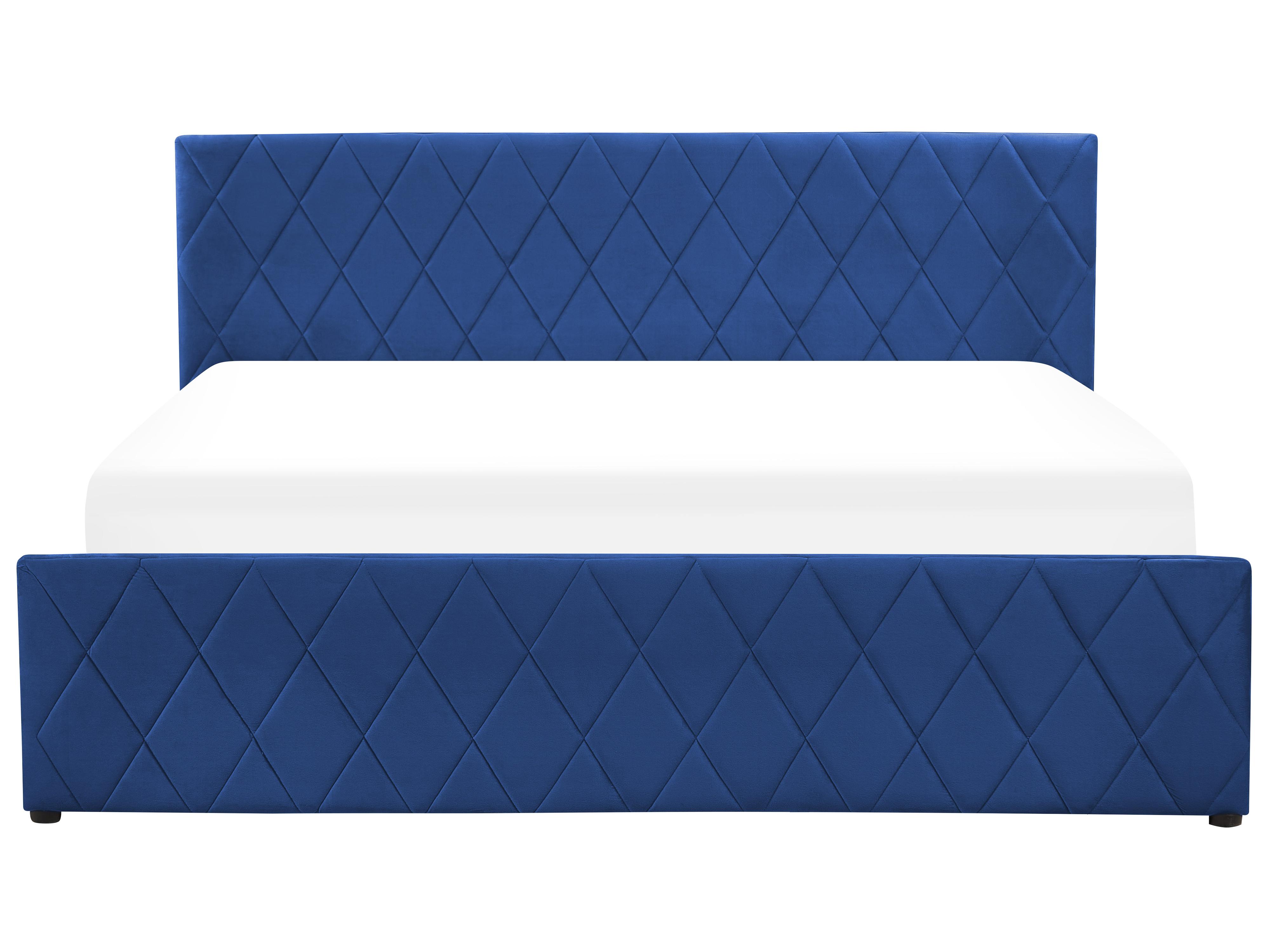 Bed met opbergruimte Fluweel ROCHEFORT 180 x 200 cm Marineblauw