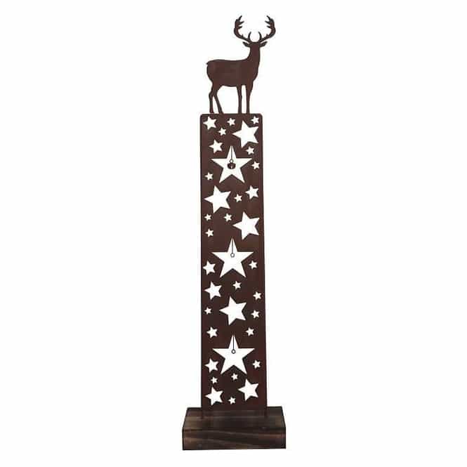 Säule - Hirsch - Rostoptik - aus Metall und Holz - ca. 23 x 10,5 x 94 cm