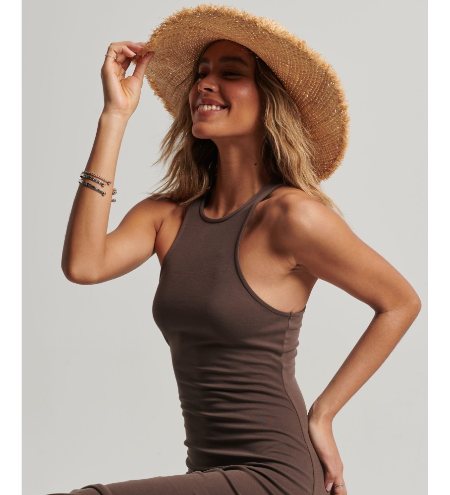 Vestido de malha marrom com costas nadador da Superdry