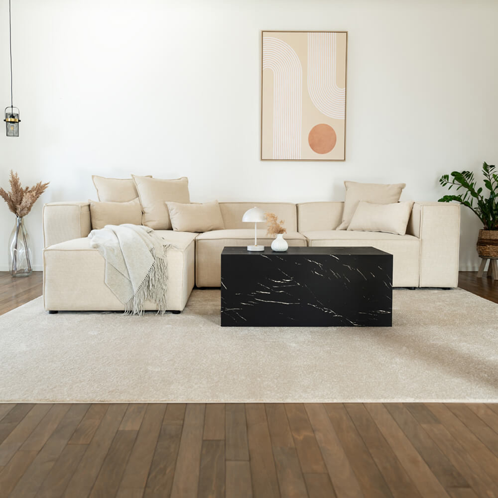 HOME DELUXE Modulaire 3-zitsbank met Hocker - Beige