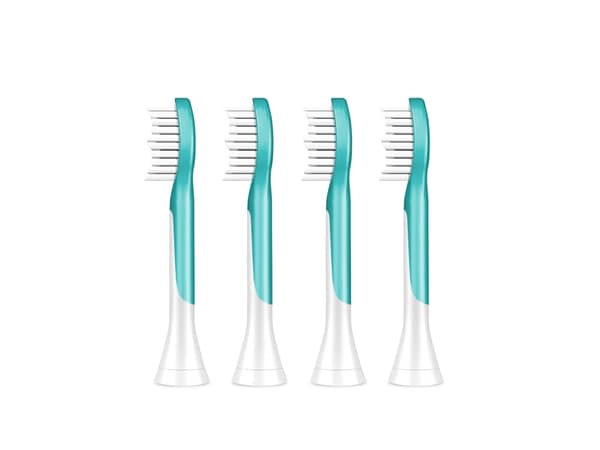 Philips Sonicare For Kids For Kids HX6044/90 4-pakning, børstehoder, 4 stykker, Blå, Hvit, 3 måned(er), Soft (myk), 62000 bevegelser per minutt, 7 år