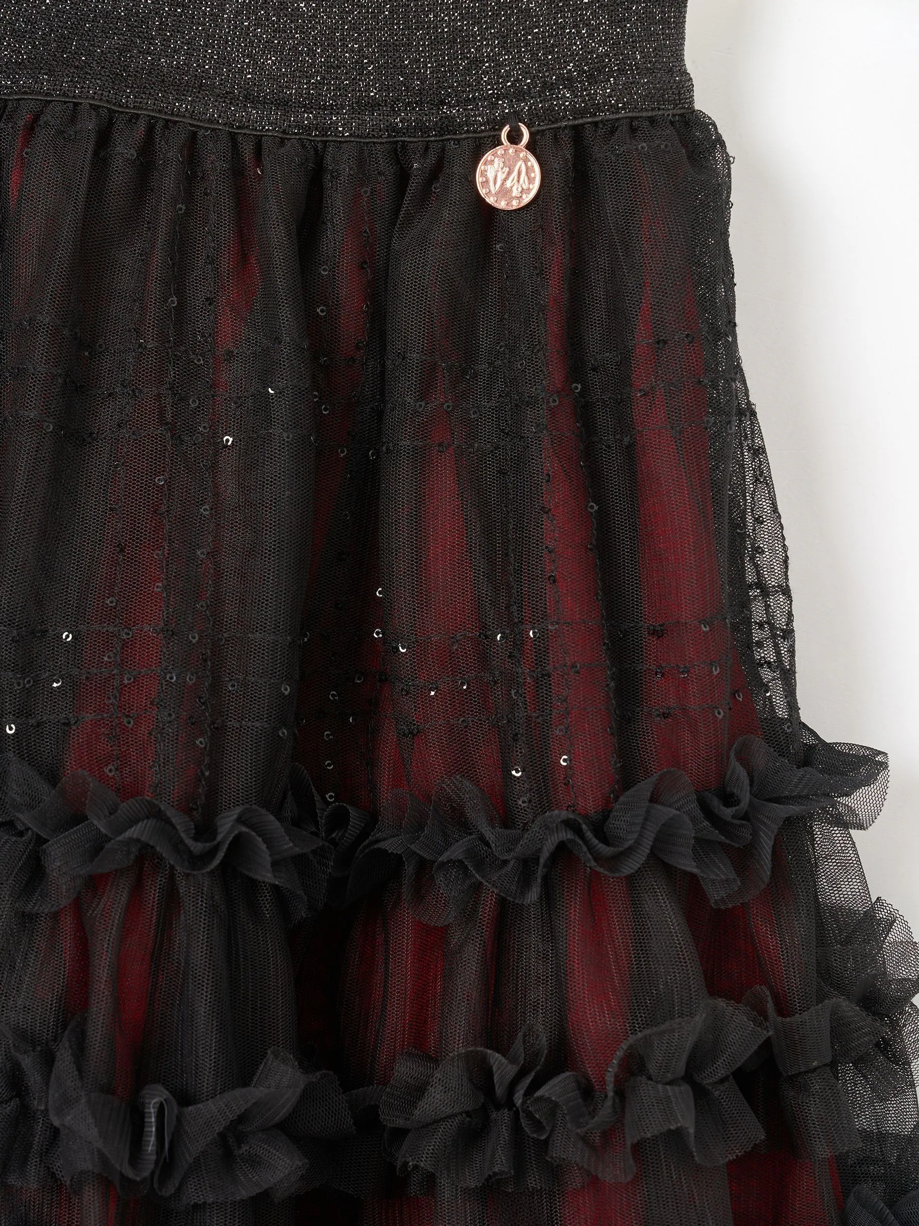 Angel & Rocket Darby Sequin Tartan Mesh Skirt
