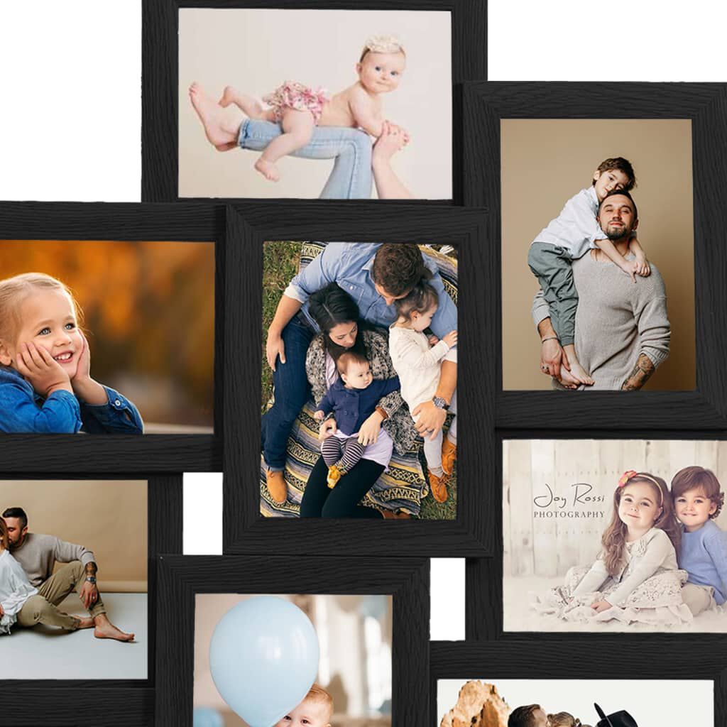 vidaXL Fotolijst 10x15 cm voor 10 foto's, zwart, MDF