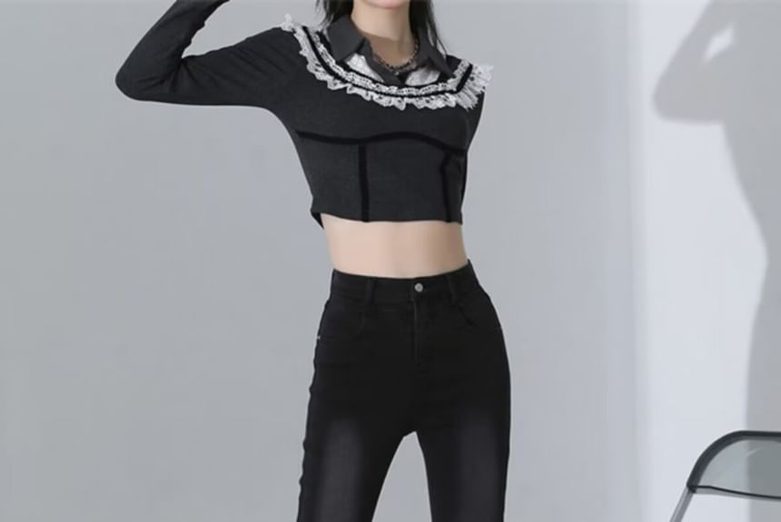 Wisjam - High Waist Washed Flared Jeans