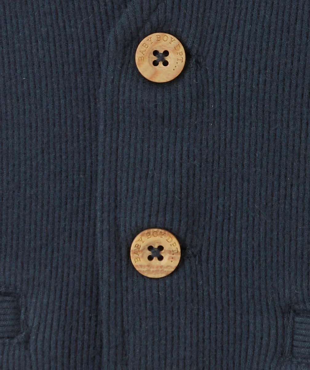 CARDIGAN SANS MANCHES BÉBÉ GARÇON BLEU MARINE CÔTELÉ