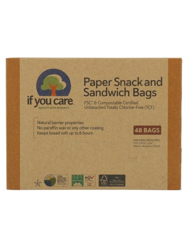 if you care Sandwichzakjes Papier Gerecycled 48 Stuks 48stuks