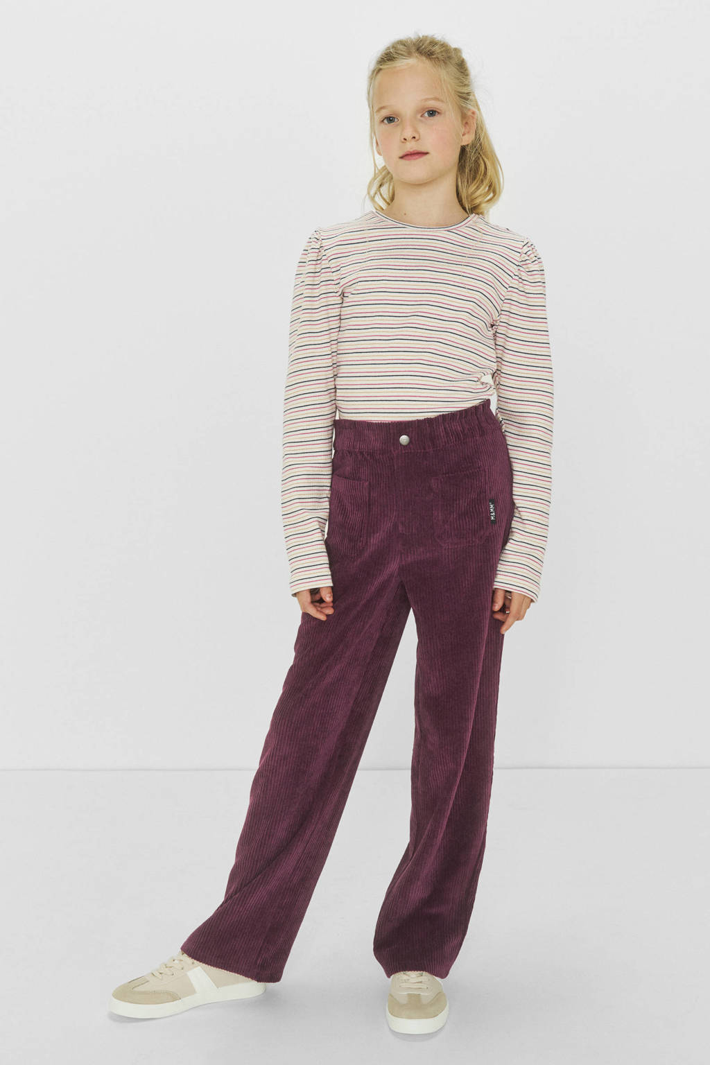 Me & My Monkey wide leg corduroy broek Raven rood