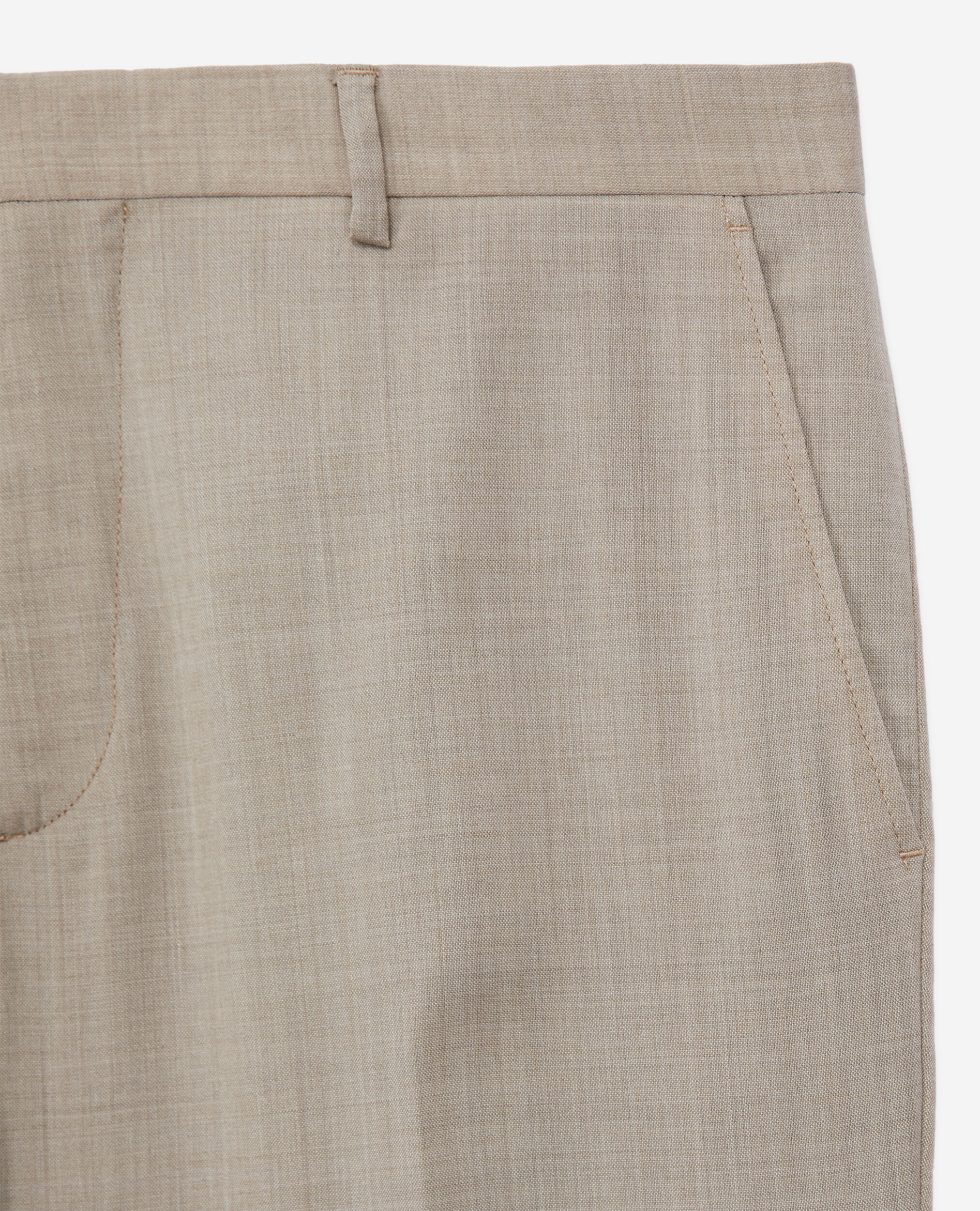 Pantalon de costume beige en laine fil à fil