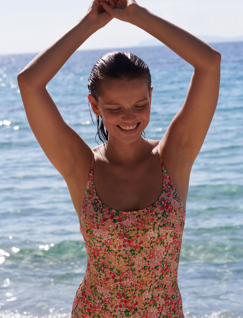 Maillot de bain une pièce - jardin rose vitamine